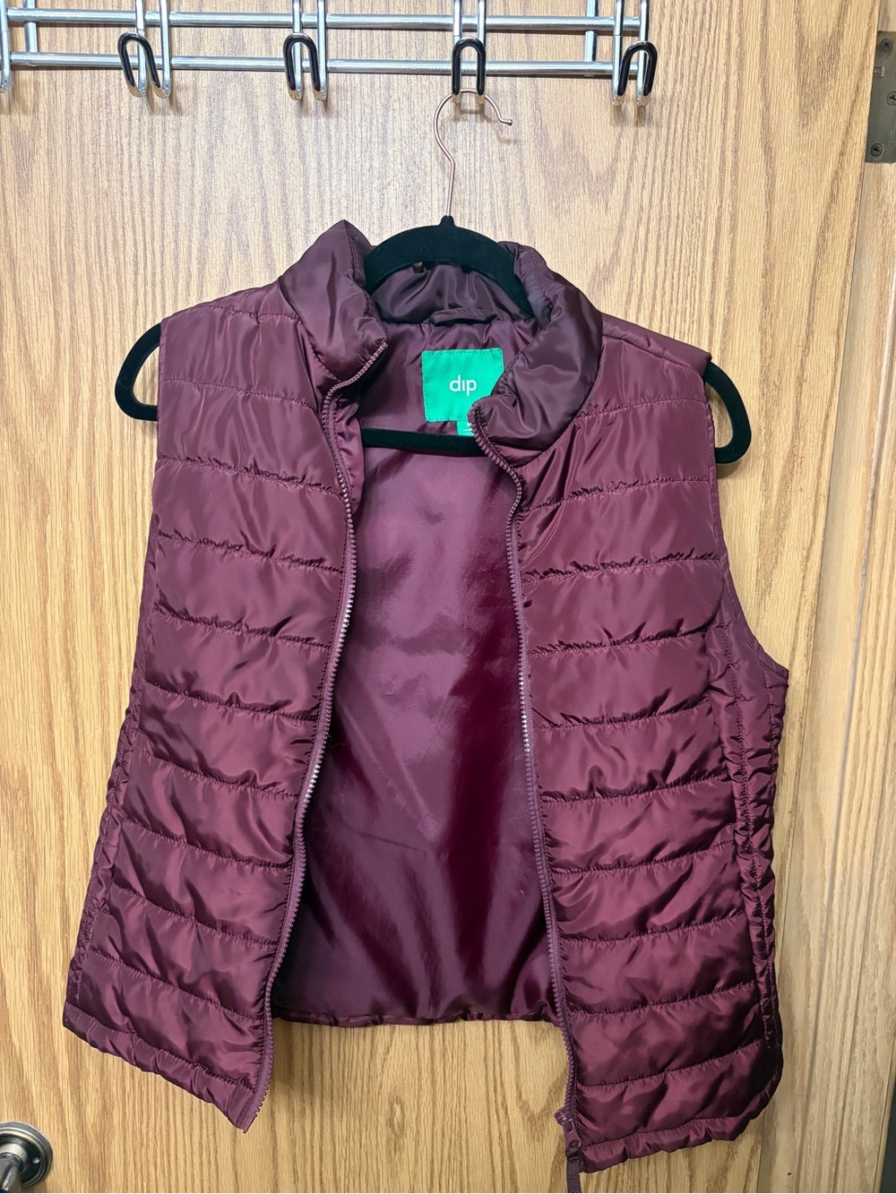 dip Quilted Sleeveless Puffer Vest in Wine
